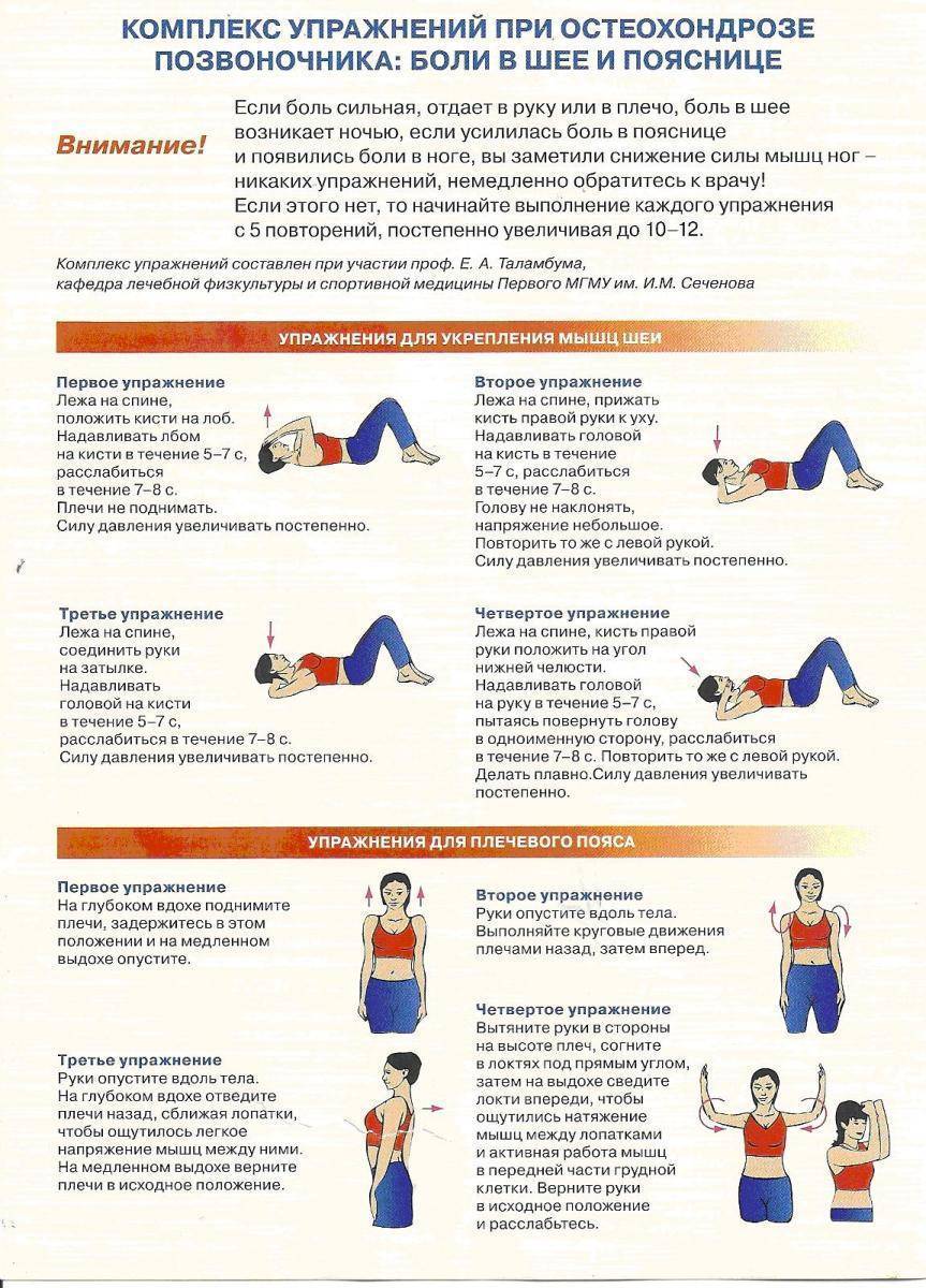 Упражнения при грудном остеохондрозе: комплекс для домашнего выполнения